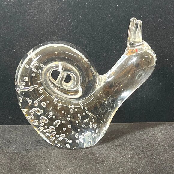 Unbranded Other - VTG Garden Snail Escargot Paperweight Handmade Clear Art Glass Décor figurine